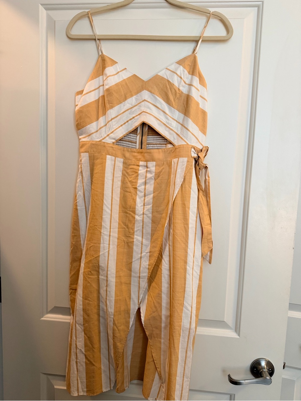 Express Yellow & White Striped Midi Dress